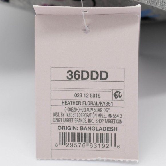 Auden Floral Print Gray Everyday Cotton Demi Lightly Lined T-Shirt Bra - Picture 5 of 10